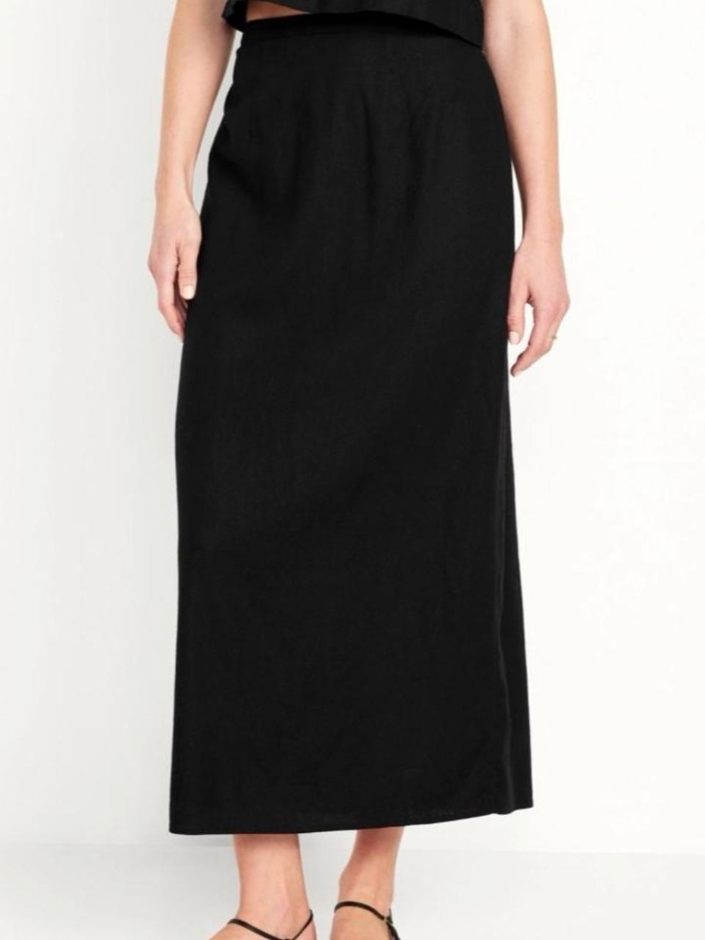 Old Navy Black Linen Maxi Skirt